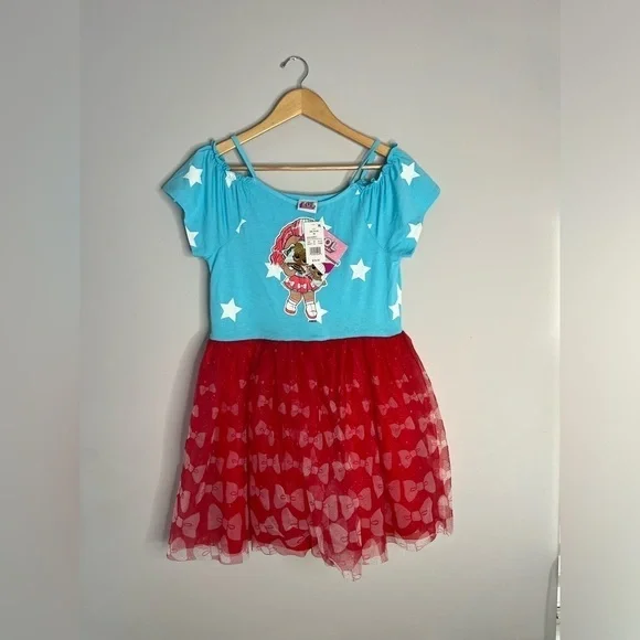 LOL Surprise Dress Tulle Girls Size XXL Plus (18) Red White and Blue Fourth - Picture 4 of 7